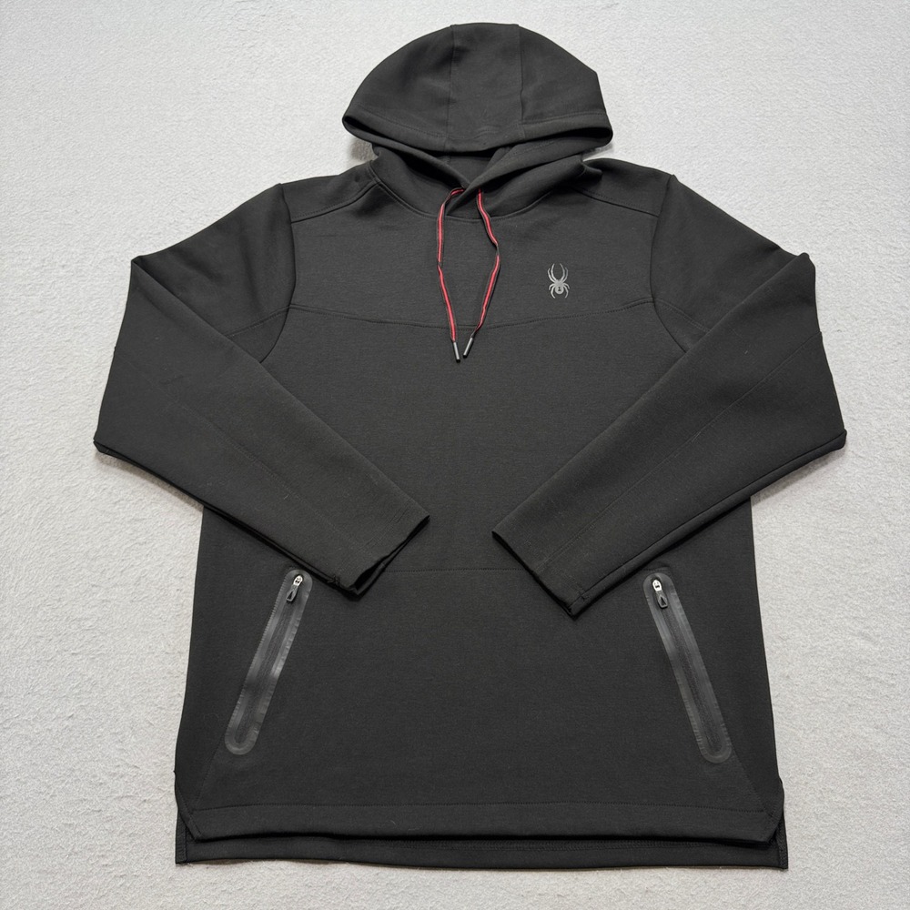 Spyder Active Hoodie Men's Large Black Lined ProWeb Pullover Training Activewear